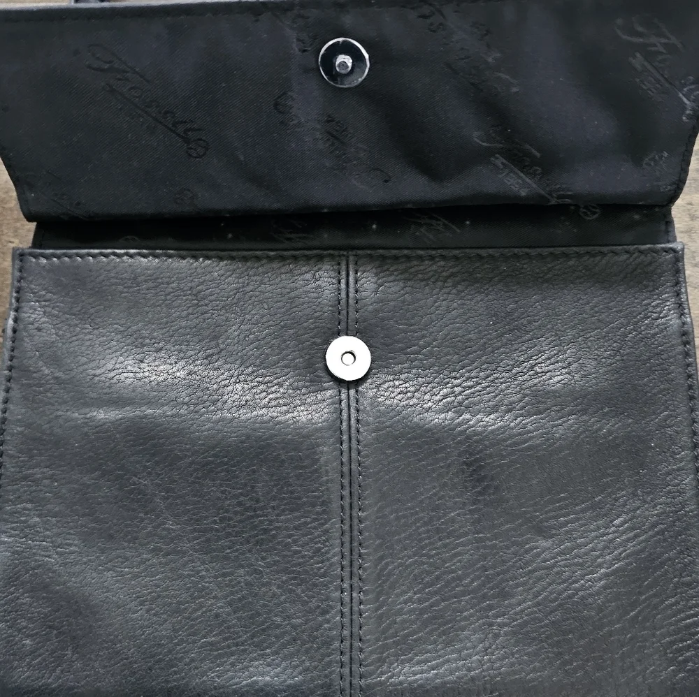 Vintage Rare Fossil Black Leather Crossbody Bag